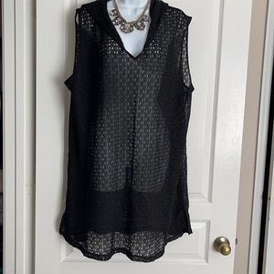 Plus Hooded Swim Lace Coverup Dress